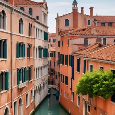 Venice Buildings With Red Roofs And Green Windows Canal In The Middle 63 480a