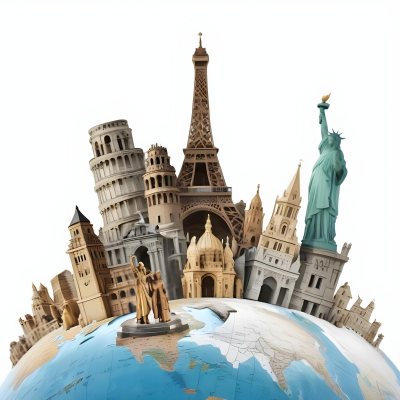 World Monuments On Top Of A World Globe 2 17a0
