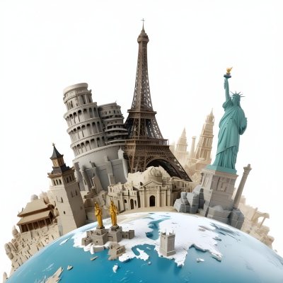 World Monuments On Top Of A World Globe 7 7755