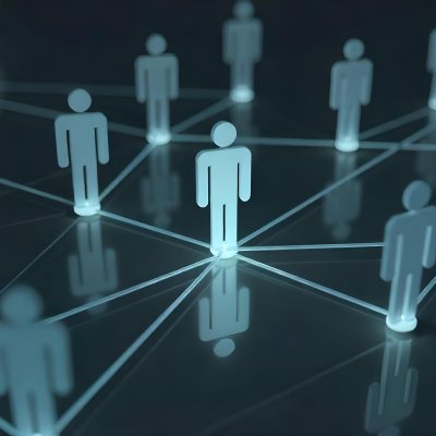 A Network Of Glowing Stick Figures Connected By Lines Symbolizing Connections And Relationships On A Dark Background 10 A501