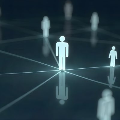 A Network Of Glowing Stick Figures Connected By Lines Symbolizing Connections And Relationships On A Dark Background 12 Dfe8
