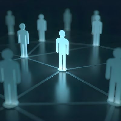 A Network Of Glowing Stick Figures Connected By Lines Symbolizing Connections And Relationships On A Dark Background 18 87e1