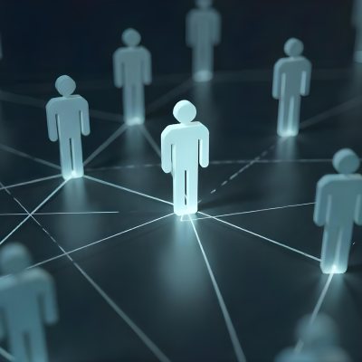 A Network Of Glowing Stick Figures Connected By Lines Symbolizing Connections And Relationships On A Dark Background 2 6779