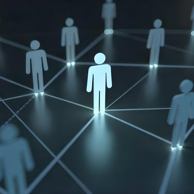 A Network Of Glowing Stick Figures Connected By Lines Symbolizing Connections And Relationships On A Dark Background 20 1357