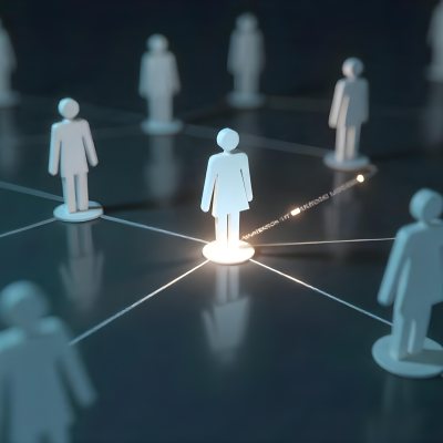 A Network Of Glowing Stick Figures Connected By Lines Symbolizing Connections And Relationships On A Dark Background 22 73af