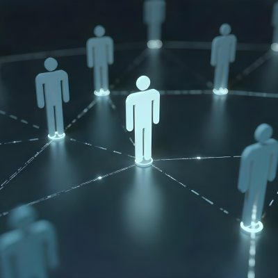 A Network Of Glowing Stick Figures Connected By Lines Symbolizing Connections And Relationships On A Dark Background 5 7173