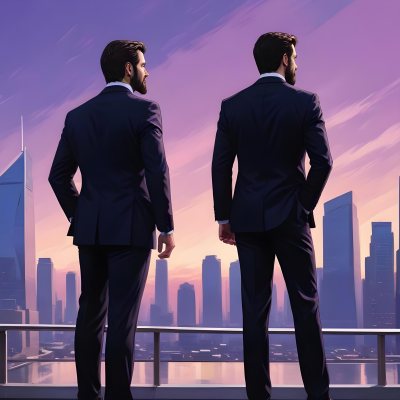 Digital Painting Two Men In Business Suits