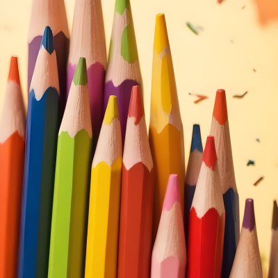 A Close Up Of Several Colored Pencils With Sharpened Tips Arranged In A Row With Colorful Shavings Scattered Around Them On A Colorful Background 15 F972