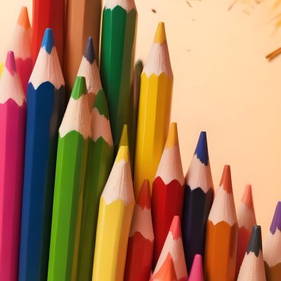 A Close Up Of Several Colored Pencils With Sharpened Tips Arranged In A Row With Colorful Shavings Scattered Around Them On A Colorful Background 16 86d9