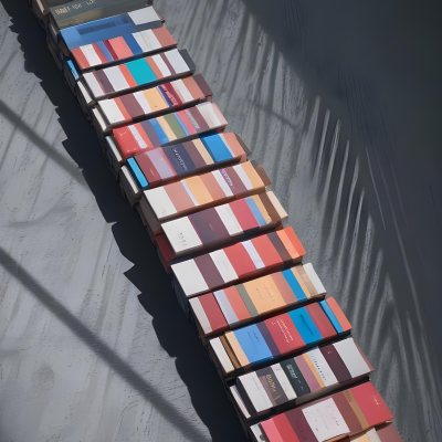 A Stack Of Colorful Books Or Magazines