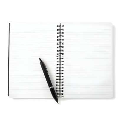 An Open Spiral Notebook With Lined Pages And A Black Pen Lying On Top Isolated On A White Background 26 2137