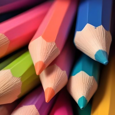 Colorful Assortment Of Sharpened Colored Pencils Arranged Closely Together