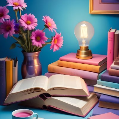 Digital Painting A Vibrant Scene Featuring An Open Book