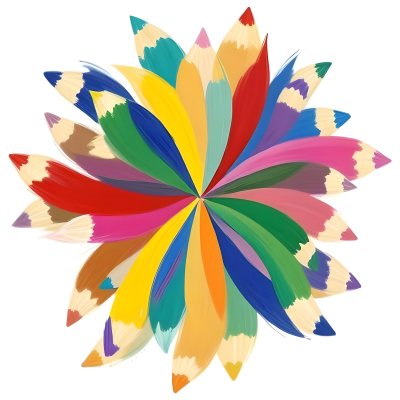 Minimal Soft Studio Light Photography A Flower Made Of Colored Pencils On A White Background High Detail Solid Bold Color Background 12 2a3c