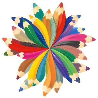 Minimal Soft Studio Light Photography A Flower Made Of Colored Pencils On A White Background High Detail Solid Bold Color Background 17 C7b8