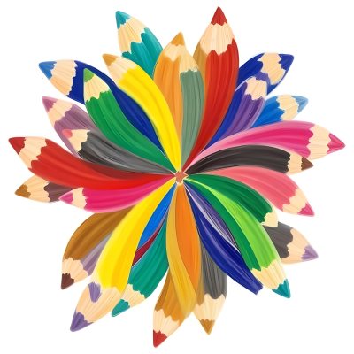 Minimal Soft Studio Light Photography A Flower Made Of Colored Pencils On A White Background High Detail Solid Bold Color Background 33 0dab