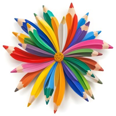 Minimal Soft Studio Light Photography A Flower Made Of Colored Pencils On A White Background High Detail Solid Bold Color Background 5 A369