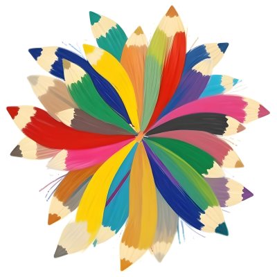 Minimal Soft Studio Light Photography A Flower Made Of Colored Pencils On A White Background High Detail Solid Bold Color Background 6 31a2