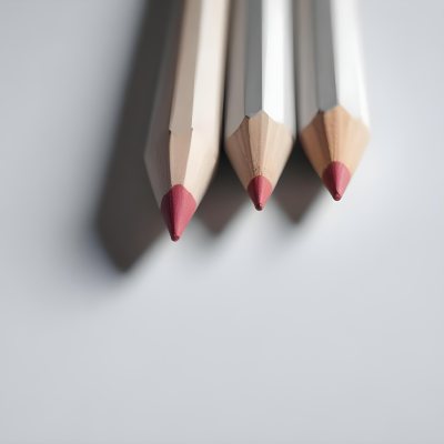 Three Wooden Pencils With Blunt Tips On A Light Background 13 09b7