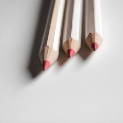 Three Wooden Pencils With Blunt Tips On A Light Background 14 B572