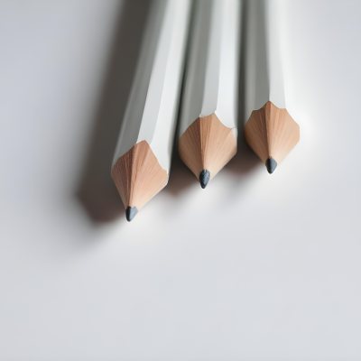 Three Wooden Pencils With Blunt Tips On A Light Background 15 0279