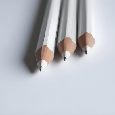Three Wooden Pencils With Blunt Tips On A Light Background 16 A9bc