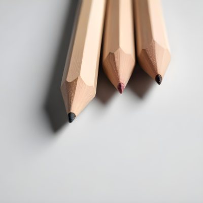 Three Wooden Pencils With Blunt Tips On A Light Background 8 533b