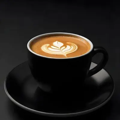 A Black Cup Of Coffee With Foam On A Black Plate Dark Background 3 12c1