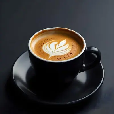 A Black Cup Of Coffee With Foam On A Black Plate Dark Background 5 4132