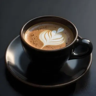 A Black Cup Of Coffee With Foam On A Black Plate On A Black Table 15 03f5