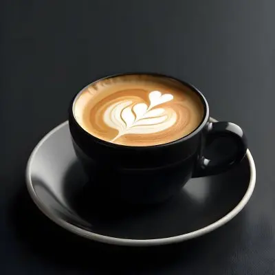 A Black Cup Of Coffee With Foam On A Black Plate On A Black Table 18 91d1