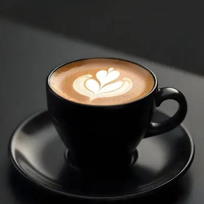 A Black Cup Of Coffee With Foam On A Black Plate On A Black Table 9 A866