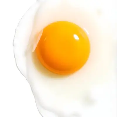 A Fried Egg With A Bright Yellow Yolk And Translucent White On A White Surface Top Down View Studio Lighting Food Photography 35 Fb8c