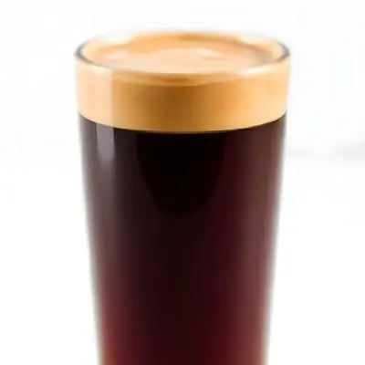 A Glass Of Dark Coffee With A Layer Of Light Brown Foam On Top Against A Plain White Background 29 F551