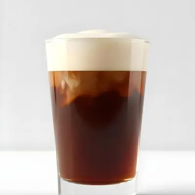 A Glass Of Dark Coffee With A Layer Of Light Brown Foam On Top Against A Plain White Background 4 4879
