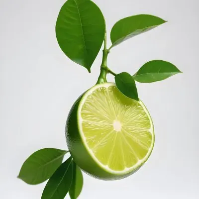A Green Lime With A Leaf On A White Surface Bright Light Studio Shot Food Photography 6 C409