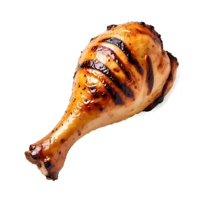 A Grilled Chicken Leg With Grill Marks Golden Brown Skin And Visible Meat Texture Isolated On A Plain White Background 13 Ceb8