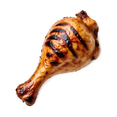 A Grilled Chicken Leg With Grill Marks Golden Brown Skin And Visible Meat Texture Isolated On A Plain White Background 15 6991