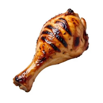 A Grilled Chicken Leg With Grill Marks Golden Brown Skin And Visible Meat Texture Isolated On A Plain White Background 18 C78f