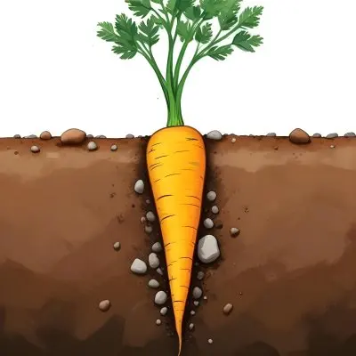 A Single Orange Carrot With Green Leafy Tops Surrounded By Smooth Stones On A Dirt Or Soil Background 5 A543