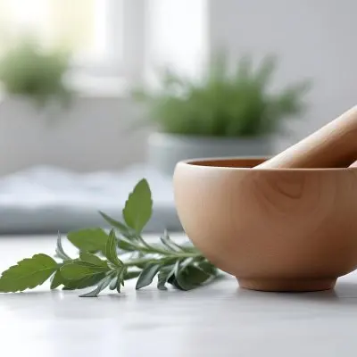 A Wooden Bowl With Fresh Green Herbs Possibly Sage On A Light Background With Blurred Greenery In The Background 17 2549