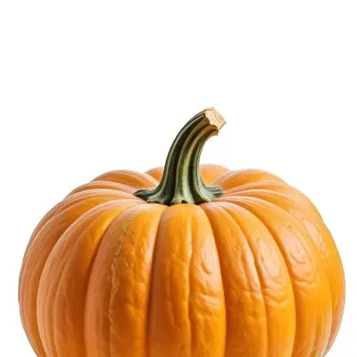 An Orange Pumpkin With A Thick Stem The Pumpkin Has A Rough Texture Isolated On A White Background 10 23bb