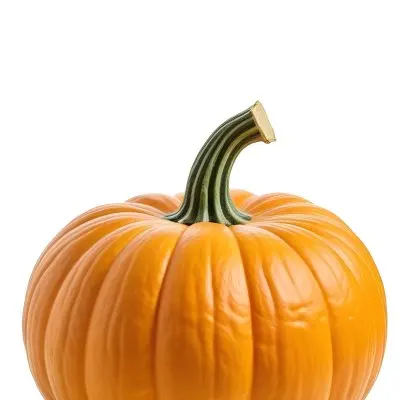 An Orange Pumpkin With A Thick Stem The Pumpkin Has A Rough Texture Isolated On A White Background 29 Ead2