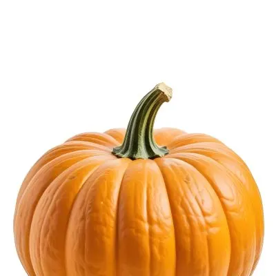 An Orange Pumpkin With A Thick Stem The Pumpkin Has A Rough Texture Isolated On A White Background 6 A8f7
