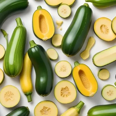 Green And Yellow Zucchini Squash On A White Background 17 404b
