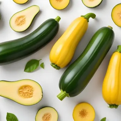 Green And Yellow Zucchini Squash On A White Background 21 E53d