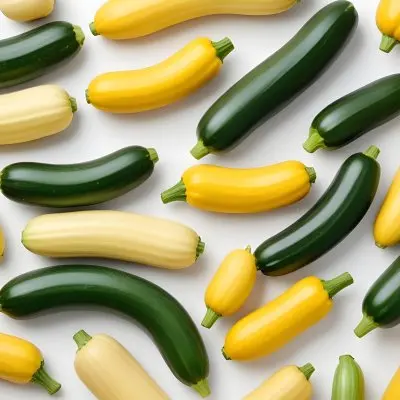 Green And Yellow Zucchini Squash On A White Background 3 Dd87
