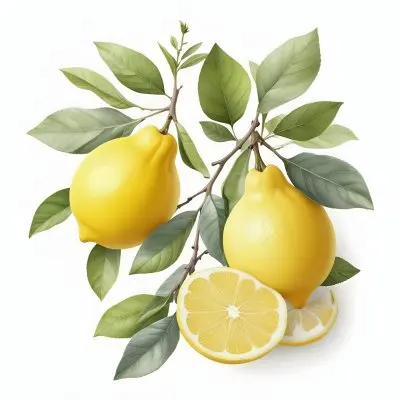 Lemons With Green Leaves A Whole Lemon And A Half Lemon On A White Background 5 E013