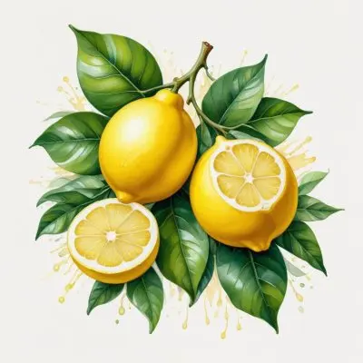Lemons With Green Leaves A Whole Lemon And A Half Lemon On A White Background 80 8ac8