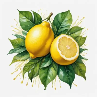 Lemons With Green Leaves A Whole Lemon And A Half Lemon On A White Background 82 591a